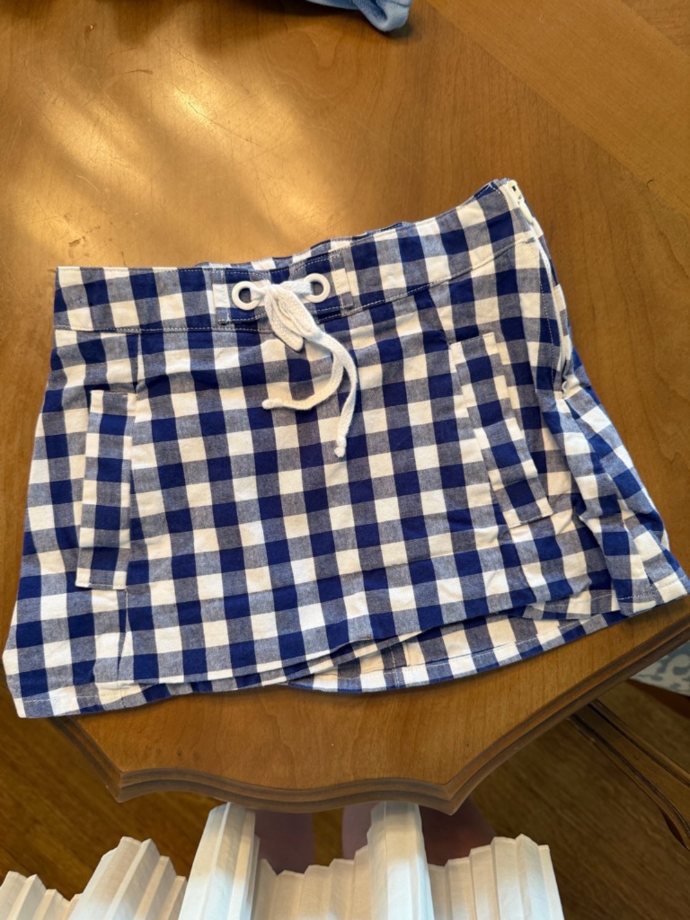 Jacadi Blue and White Gingham Skirt